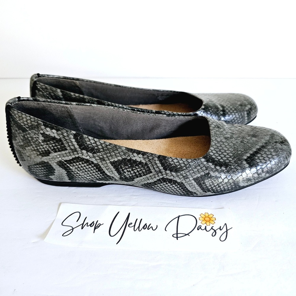 Dr. Scholl's Womens Wexley Ballet Flat Snake Embossed Faux Leather Sz8.5 SH376.1